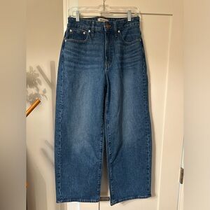 Madewell Wide Leg Flare Jeans in Dark Blue Denim